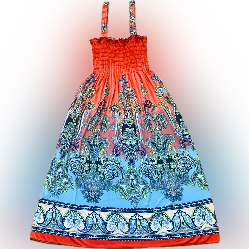 Romantic SiNi Peach Paisley Handkerchief Silky Flattering Packable Slip-on Cover